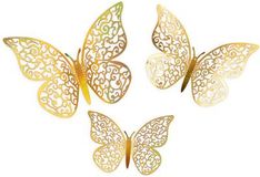 3D Adhesive Butterflies x 12 Gold Iridescent - Craft