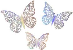 3D Adhesive Butterflies x 12 Silver Iridescent - Craft