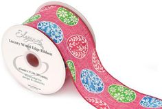 Eleganza Wired Edge Ribbon Easter Eggstravaganza Pink 63mm x 9.1m Design.430 - Ribbons