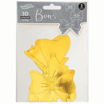 3D Adhesive Bows Gold x 12 - Craft
