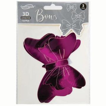 3D Adhesive Bows Fuchsia x 12 - Craft