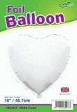 Oaktree 18inch White Heart Packaged - Foil Balloons