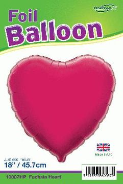 Oaktree 18inch Fuchsia Heart Packaged - Foil Balloons