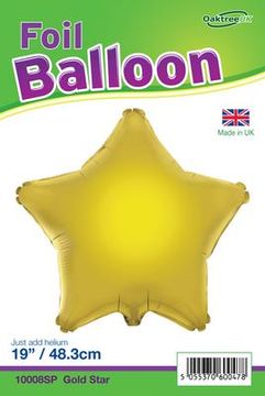 Oaktree 19inch Gold Star Unpackaged - Foil Balloons