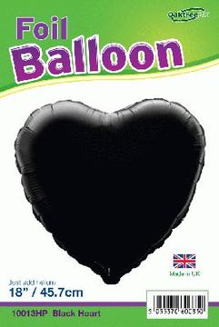 Oaktree 18inch Black Heart Packaged - Foil Balloons