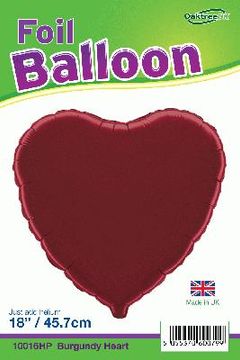 Oaktree 18inch Burgundy Heart Packaged - Foil Balloons