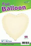 Oaktree 18inch Ivory Heart Packaged - Foil Balloons