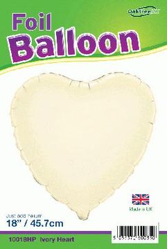 Oaktree 18inch Ivory Heart Packaged - Foil Balloons