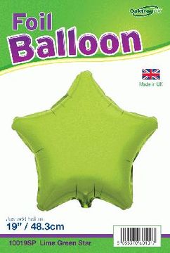 Oaktree 19inch Lime Green Star Packaged - Foil Balloons