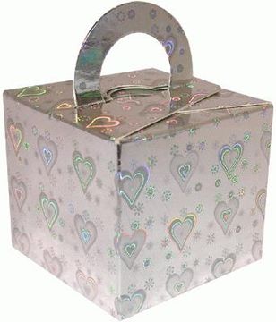 Balloon/Gift Box Silver Holographic Heart x10pcs - Balloon Accessories