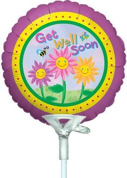 4inch Happy Flowers Get Well (Flat) - Foil Balloons