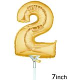 Megaloon Jrs 7inch Number 2 Gold (Flat) - Foil Balloons