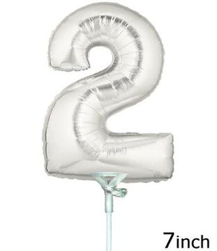 Megaloon Jrs 7inch Number 2 Silver (Flat) - Foil Balloons