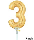 Megaloon Jrs 7inch Number 3 Gold (Flat) - Foil Balloons