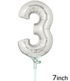 Megaloon Jrs 7inch Number 3 Silver (Flat) - Foil Balloons