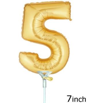 Megaloon Jrs 7inch Number 5 Gold (Flat) - Foil Balloons