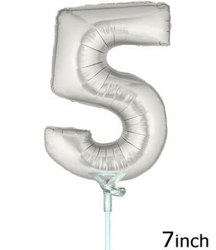 Megaloon Jrs 7inch Number 5 Silver (Flat) - Foil Balloons