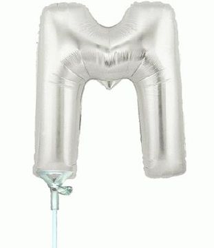 Megaloon Jrs 14inch Letter M Silver packaged - Foil Balloons