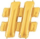 Megaloon 40inch Hashtag Gold - Foil Balloons