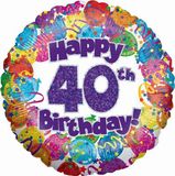 Party 40th Birthday Holographic - Foil Balloons