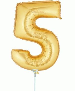 Megaloon Jrs 14inch Number 5 Gold packaged - Foil Balloons