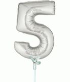 Megaloon Jrs 14inch Number 5 Silver packaged - Foil Balloons