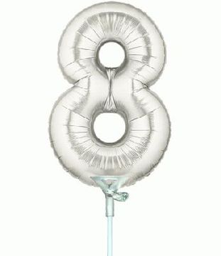 Megaloon Jrs 14inch Number 8 Silver packaged - Foil Balloons