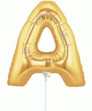 Megaloon Jrs 14inch Letter A Gold packaged - Foil Balloons