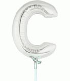 Megaloon Jrs 14inch Letter C Silver packaged - Foil Balloons