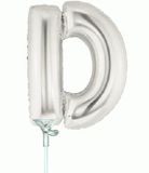 Megaloon Jrs 14inch Letter D Silver packaged - Foil Balloons