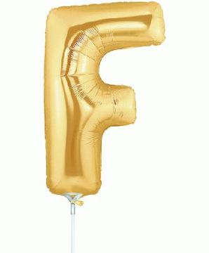 Megaloon Jrs 14inch Letter F Gold packaged - Foil Balloons