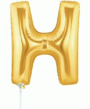 Megaloon Jrs 14inch Letter H Gold packaged - Foil Balloons