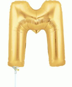 Megaloon Jrs 14inch Letter M Gold packaged - Foil Balloons