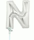 Megaloon Jrs 14inch Letter N Silver packaged - Foil Balloons