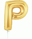 Megaloon Jrs 14inch Letter P Gold packaged - Foil Balloons