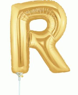 Megaloon Jrs 14inch Letter R Gold packaged - Foil Balloons