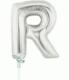 Megaloon Jrs 14inch Letter R Silver packaged - Foil Balloons