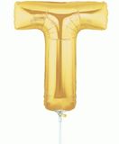 Megaloon Jrs 14inch Letter T Gold packaged - Foil Balloons