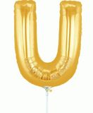 Megaloon Jrs 14inch Letter U Gold packaged - Foil Balloons