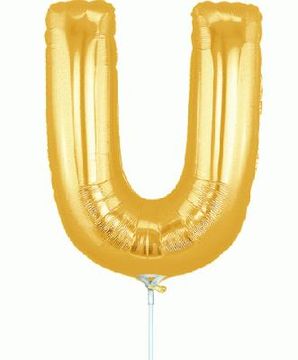 Megaloon Jrs 14inch Letter U Gold packaged - Foil Balloons