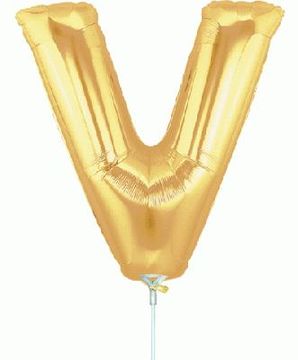 Megaloon Jrs 14inch Letter V Gold packaged - Foil Balloons