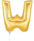 Megaloon Jrs 14inch Letter W Gold packaged - Foil Balloons