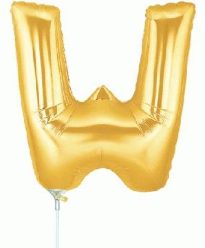 Megaloon Jrs 14inch Letter W Gold packaged - Foil Balloons