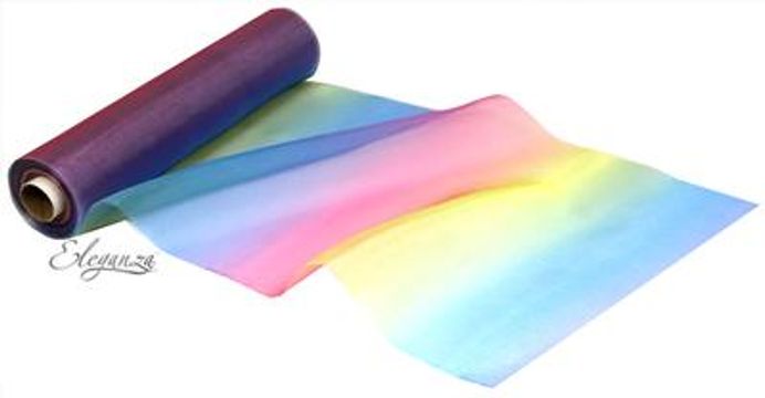 Eleganza Soft Sheer Organza 29cm x 20m Rainbow - Organza / Fabric