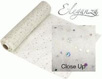 Holographic Dot Organza 28cm x 20m Ivory - Organza / Fabric