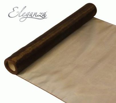 Woven Edge Organza 40cm x 9m Chocolate - Organza / Fabric