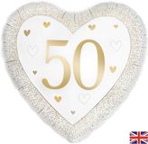 Oaktree 18inch Happy 50th Anniversary Heart Gold - Foil Balloons