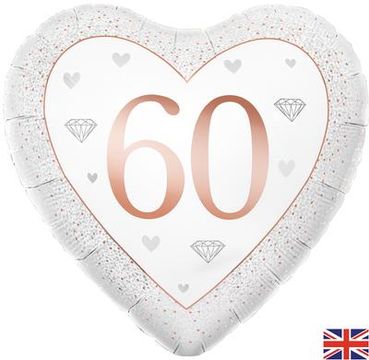 Oaktree 18inch Happy 60th Anniversary Heart Diamond - Foil Balloons