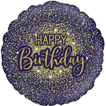 Oaktree 18inch Glamorous Glitter Birthday Blue Holographic - Foil Balloons