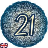 Oaktree 18inch 21st Metallic Glitter Birthday Navy Gold - Foil Balloons